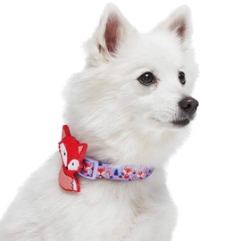 Blueberry Pet Red Fox Adjustable Dog Collar with Detachable Décor, Small, Neck 12"-16"