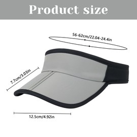 YAMEIZE Sun Visors for Women Men - Lightweight Running Golf Tennis Visor Hat Adjustable Ponytail Baseball Cap for Sport Grey
