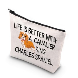 BDPWSS Cavalier King Charles Spaniel Lover Gift Life is Better with A Cavalier King Charles Spaniel Makeup Bag Dog Owner Gift (Charles Spaniel CA)