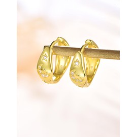 14K Gold Plated Earrings for Women S925 Sterling Silver Post Lightweight Drop/Dangle Huggie Dainty Earrings for Women, Silver, Cubic Zirconia