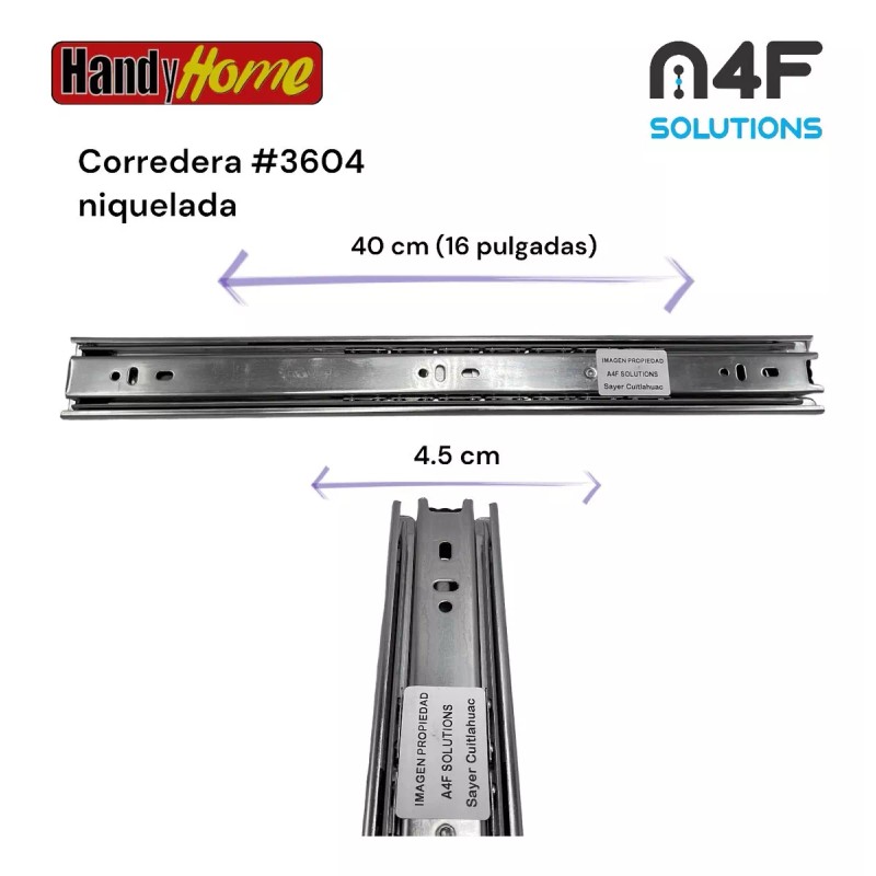 Handyhome Corredera Cajón Handy Home 40cm X 4.5cm 1paquete 2pz