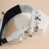 Wiwpar Diademas anudadas de perlas para mujer, diadema ancha con