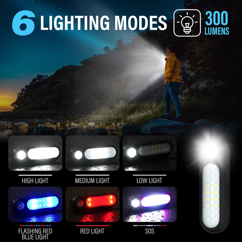 Yaklim Clip On Flashlight, Rechargeable Running Lights for Runners Portable