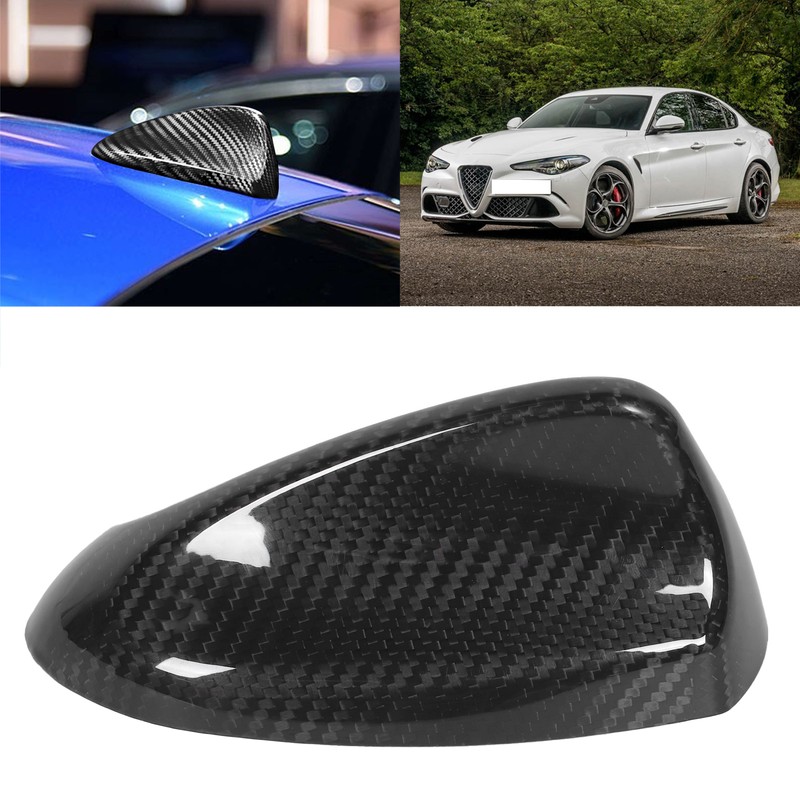 Carbon Fiber Car Antenna Cover Shark Fin Trim Glossy Black