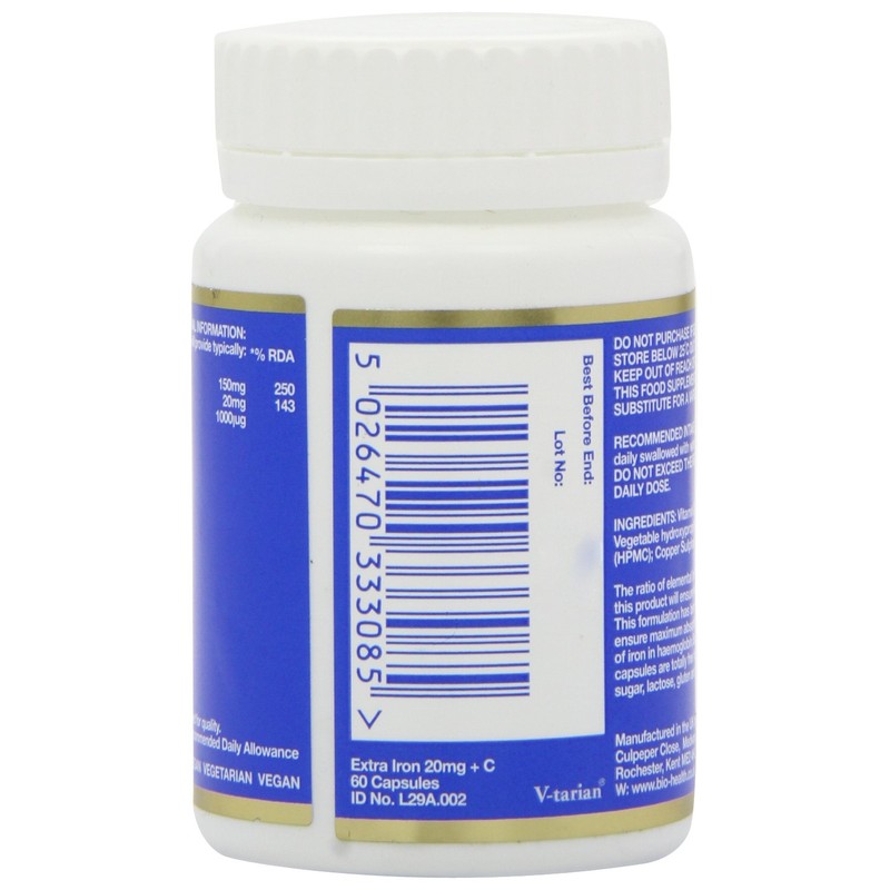 Bio Health Extra Iron 20mg 60 Capsules