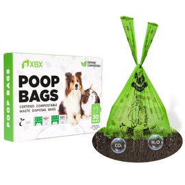 Cat Litter Bags for Poop, Compostable Kitty Poop Bags, 50 Count Unscented Disposal Waste Bags with Handle, Fit Any Scoop, Odor Sealing and Leakproof Dog Pooper Bag
