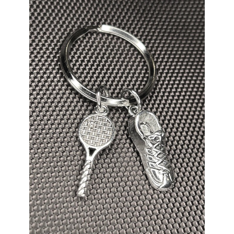 Woodstar Tennis Squash Ball Racket Lightweight Compact Keychain, metallic