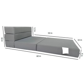 Danfuton Lounger Folding Foam Mattresses, Portable Sleeper Chair Bed 6 x 32 x 80, Gray