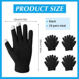 Handepo 24 Pairs Winter Gloves Warm Touchscreen Gloves Stretchy Knit Multicolor for Men Women for Driving Cycling Hiking (Black)