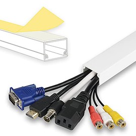 Cord Cover Cable Concealer 125" & 12 Pcs Fittings for Max 6 Cables Cable Raceway Cable Concealer Cord Management Kit Wire Cord Hider for 5 or 6 Cable Organizer On Wall Paintable Self Adhesive Channel