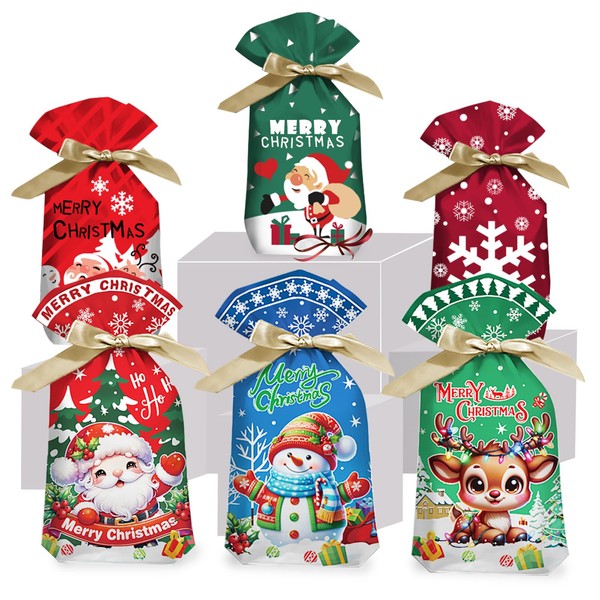 Paquete de 60 Bolsas para Dulces de Navidad,Bolsas de Regalo,Bolsitas