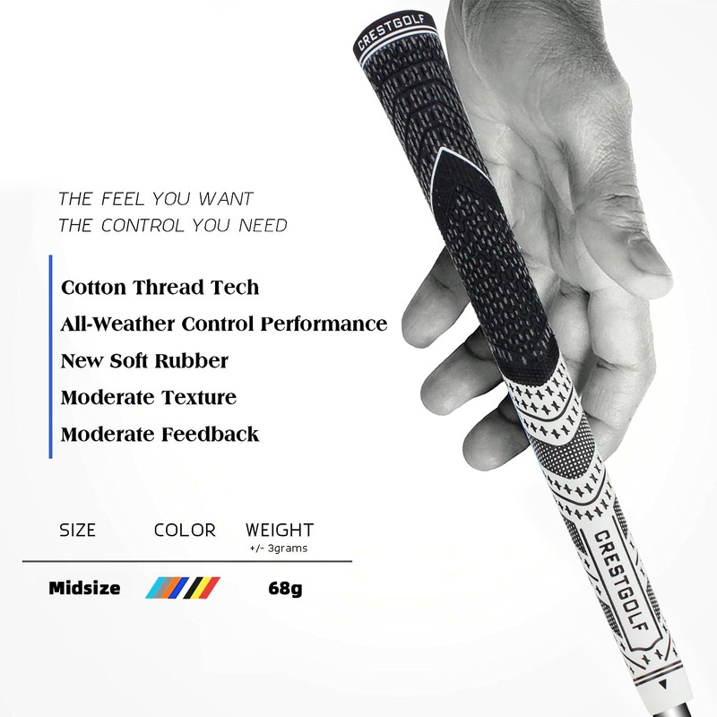 Crestgolf Updated Multi Compound Golf Grips for Golf Clubs Set