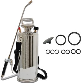 HOSTIC 2 Gallon Stainless Steel Sprayer Hand Pump Sprayer with Pressure Gauge Safety Valve Adjustable Nozzle for Gardening Lawn and Cleaning