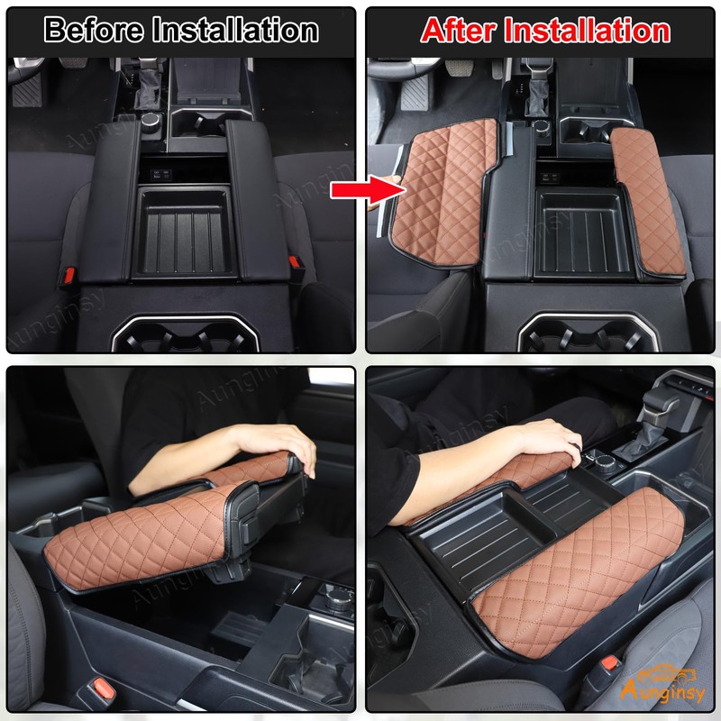 Car Leather Center Console Protector Cover Compatible with Toyota Tundra/Sequoia