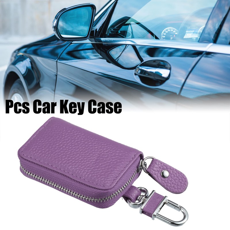 X AUTOHAUX Vehicle Remote Control Key Case Faux Leather Zip