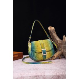 Makcr Joacbv Leather Bags for Women Luxury Handbag Flap Purse Crocodile Pattern Crossbody Ladies Gradient Color Shoulder Bag