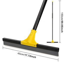 Floor Squeegee Heavy Duty, 45 cm Rubber Squeegee Broom with Long Telescopic Handle 150cm, Scrape-r Broom for Cleaning Garage Bathroom Glass Window Tile, Efficient Water & Dirt Removal(COLOR:Yellow)