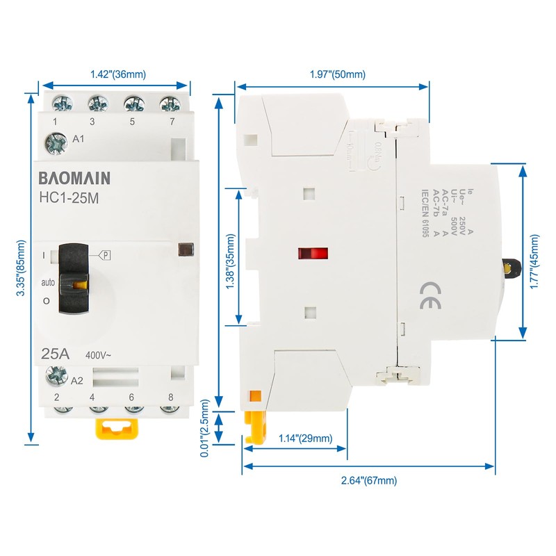 Baomain 220V AC 4-Pole Contactor, 25A 2NO2NC Normally Open +
