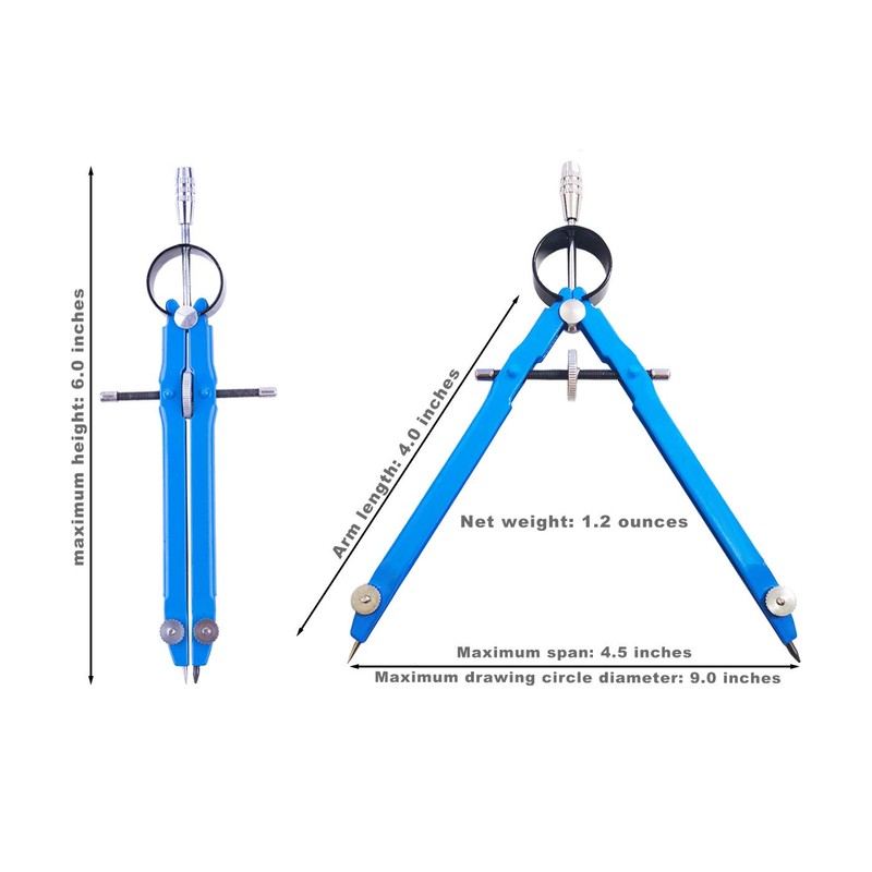 ZLKSKER Lockable All Metal Bow Compass with Pencil Sharpener &