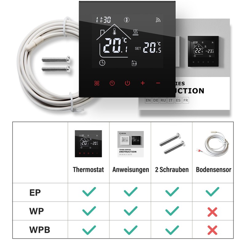 Beok Thermostat Heating Smart for Electric Underfloor Heating Programmable WiFi