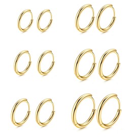 Small Hoop Earrings for Women Girls Gold-Plated Hoop Earrings Set, Helix Piercings Silver, Hypoallergenic Cartilage Helix Piercings Earings for Multiple Piercings, Stainless Steel