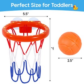 Auvitaya Bath Toys, Bathtub Basketball Hoop for Kids Toddlers, Bath Shower Toys for Kids, Strong Suction Cup Basketball Hoop & 3 Soft No-Hole Balls Set for Toddlers, Boys and Girls
