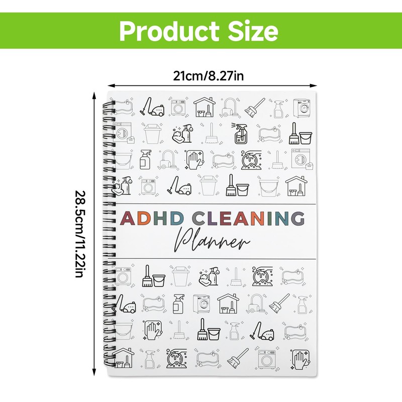 UIHRLM ADHD Cleaning Planner, ADHD Cleaning Schedule & Checklist Management,