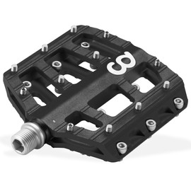 CyclingDeal Flat Mountain BMX/MTB Aluminum Bike Sealed Bearing Pedals - Large Bicycle Platform Pedals 9/16" with Anti-Skid Nail - Black