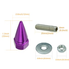 Arenbel Spike License Plate Bolts Kit Car Frame Screws Tag Nuts Fasteners Fit Vehicles Motorcycle Trucks SUV, 4Pcs Purple