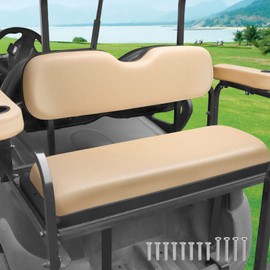 Roykaw Golf Cart Rear Flip Seat Cushions Compatible with EZGO, Club Car, Yamaha, Include Backrest and Seat Bottom - Buff
