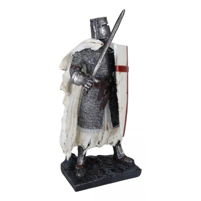 Templar White Cloak Medieval Crusader Swordsman Knight W/ Cross Shield