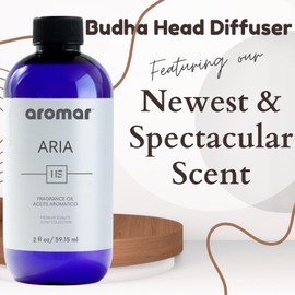 Budha Head Aromatherapy Essential Oil Diffuser with 7 Color LED Lights, Ultrasonic Humidifier, and Auto Shut-Off. for Home, Office, Yoga, Meditation Decor - Zen Statue Set, Plus 2oz Scent Oil (Black)