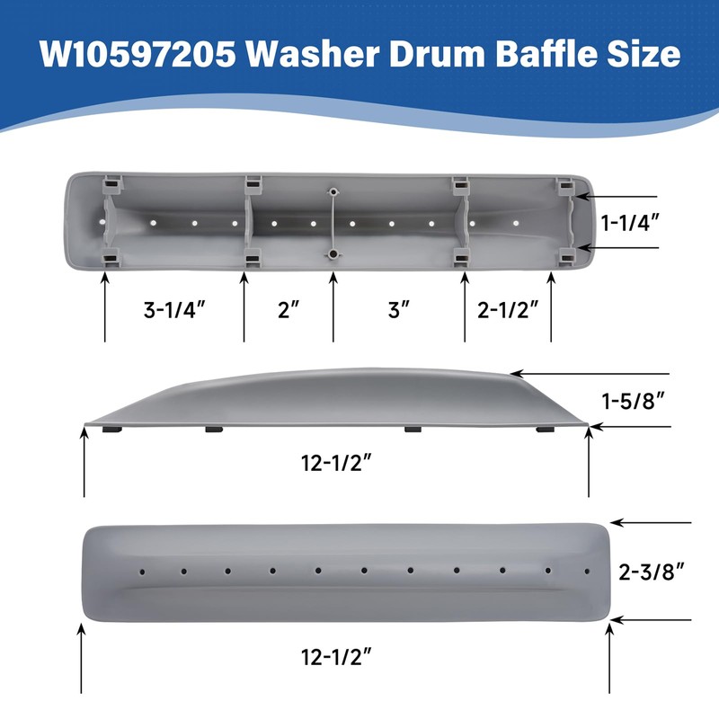 (3 Pack) W10597205 Washing Machine Drum Baffle Compatible With Whirlpool