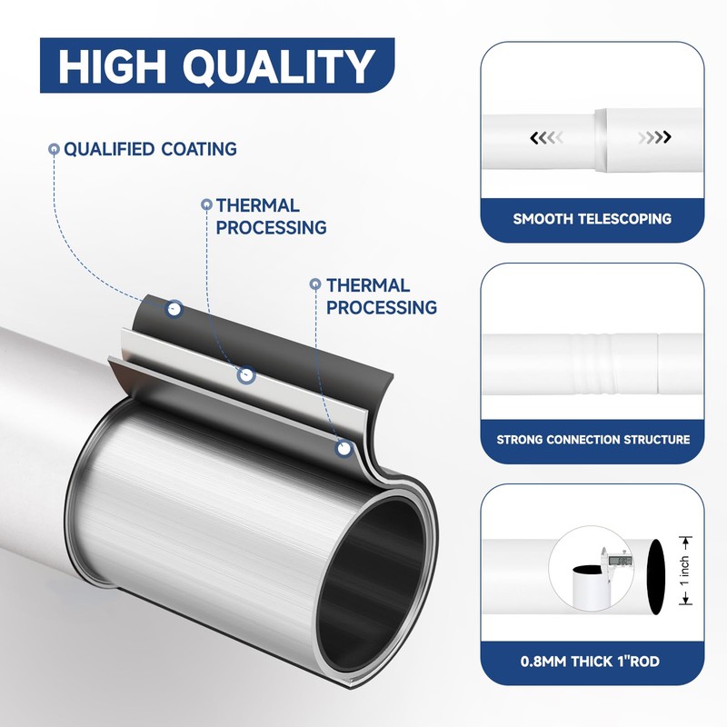 BRIOFOX White Curtain Rods for Windows 72 to 144 Inch(6-12ft)