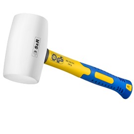 S&R Rubber Mallet White, 45 mm Diameter, with Fiberglass Handle, Head Weight 230 g