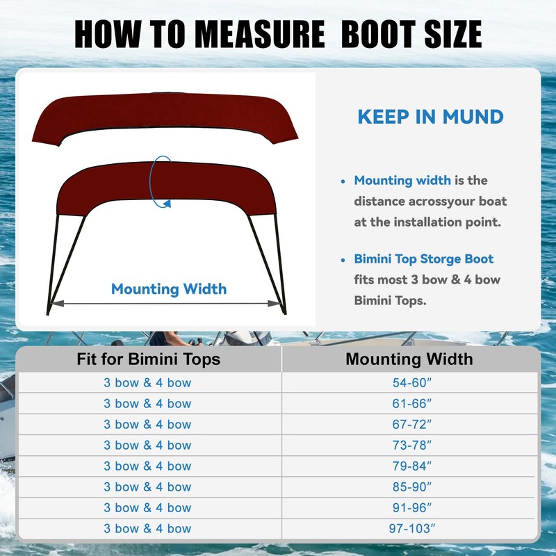 3Bow Bimini Top Storage Boot Cover with Light Hole Bimini