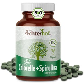 Spirulina Chlorella Organic Pellets | 400 Tablets | Each with 500 mg Algae Powder | High Dose | Vegan