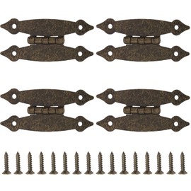Litoexpe 4 Pcs 3.5 Inch Bronze Antique H Hinges, H-Shape Cabinet Hinge Flat Hinges Flush Mount Door Hinges for Cabinet Drawer Jewelry Box