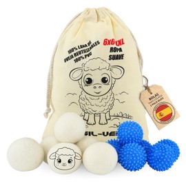 SILVERSTORE® 6+6 Balls for Tumble Dryer and Washing Machine - 6 Wool Balls + 6 PVC Balls - Tumble Dryer - Reduces Clothes Wrinkles and Drying - Tumble Dryer XXL