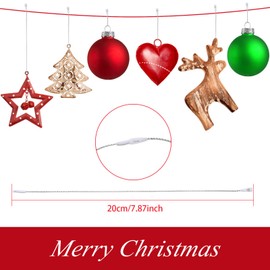Nuanchu 300 Pieces Christmas Ornament Hangers Snap Locking Ropes Fasteners Hanging Ropes Hang Tag Polyester Ropes Clothing Price Tag Hanging Ropes for Christmas Party Hanging Decor (Silver)