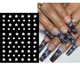 JERCLITY 6 Sheets Airbrush Stencils Nail Stickers for Nail Art Self-Adhesive Star Heart Butterfly French Tip Nail Decals Stencils Tool for Women Girls Nail Art Accessories