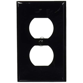 Leviton 1-Gang Duplex Device Receptacle Wallplate, Standard Size, Thermoplastic Nylon, Device Mount, 80703-E, Black