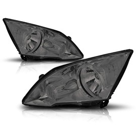 PM PERFORMOTOR Headlights Assembly Compatible with 2007-2011 Honda CRV, Pair of Replacement Headlamps with Smoked Lens Clear Corner