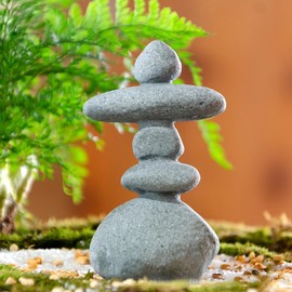 FADECOR 5-Stone Mini Stacked Zen Rock Stone Decor,Handmade Rocks Statues Japanese Garden Decor, Fish Tank Aquarium Decorations,Micro Landscape Decor (5-Stone)