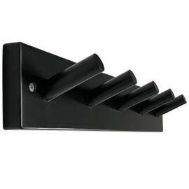 SKOLOO Wooden Wall Mounted Coat Rack,16'' Hole to Hole, 5 Pegs Bamboo Wall Hook for Hanging Clothes Robes Towels Hats,Black