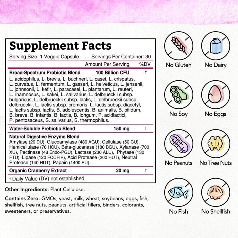 Bonawell Probiotics for Women, 100 Billion CFU +35 Strains