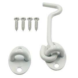 Zorveiio 2Pcs 4 Inch White Privacy Hook and Eye Latch,Stainless Steel Barn Door Eye Latch Hook Lock with Mounting Screws,Cabin Hook Eye Latch for Gate Door Swivel Window