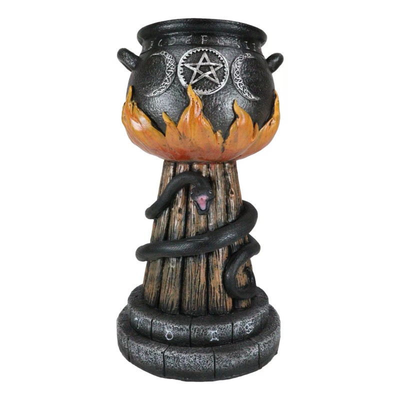 Wicca Triple Moon Witch Cauldron With Snake And Sacred Geometry