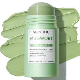 SKINTIFIC Mascarilla Facial en Barra de Mugwort para Limpieza Profunda, Stick de Arcilla Purificante con Mugwort para Puntos Negros, Skin Care Coreano para Control de Grasa y Piel Sensible, 40g