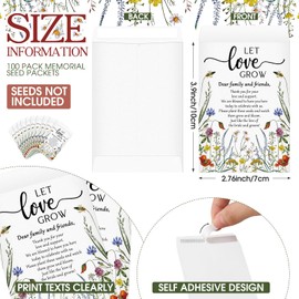 Fullhawl 100 Packs Wedding Favors for Guests Let Love Grow Seed Packet Kraft Bags Wildflower Seed Envelopes Resealable Blank Empty Organizer Storage Bag for Wedding Party Bridal Shower Gift